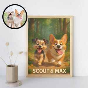 Personalized Cartoon Pet Portrait, Custom Cartoon Pet Portrait, Dog Cartoon Portrait Cat, Wall Art for Pet Lovers, Digital Downloads