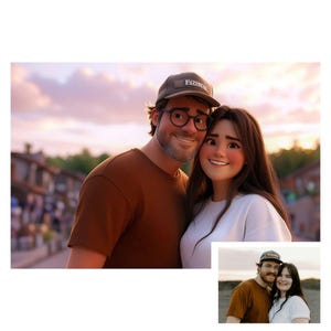 Portrait de dessin animé personnalisé, Photo de dessin animé de couple, Portrait de style dessin animé 3D, Dessin animé de famille personnalisé, Cadeau dessin animé personnalisé, Impressions numériques
