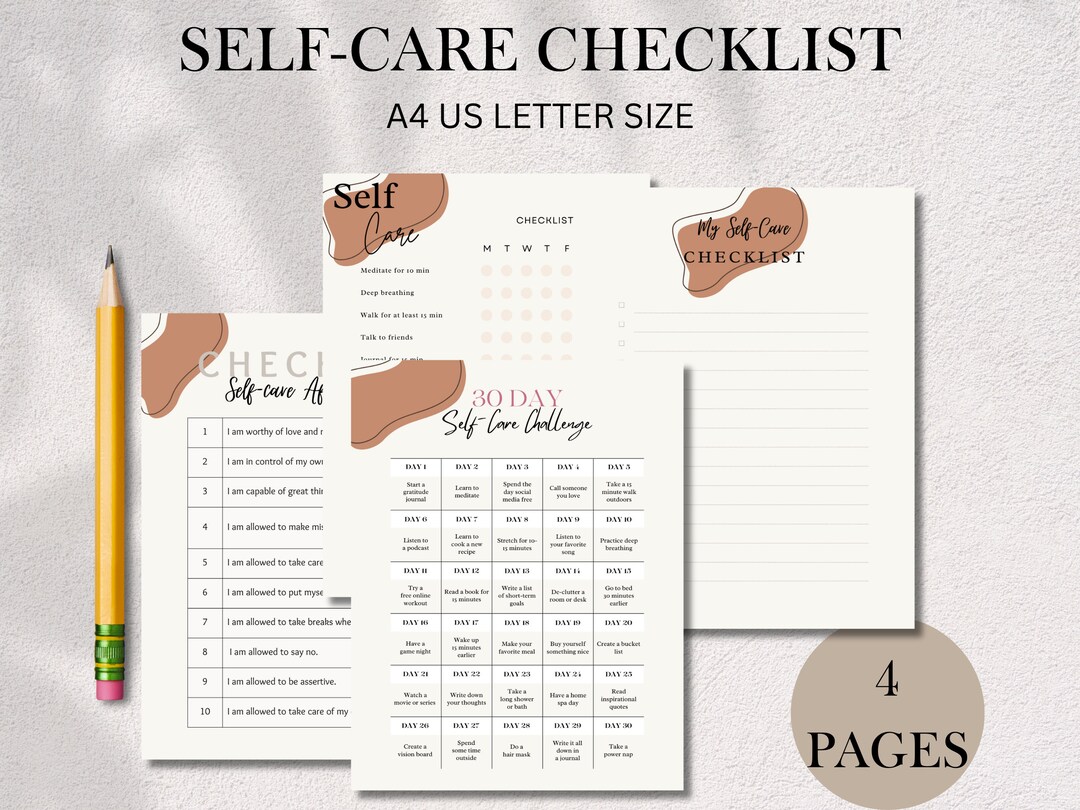 Self Care Checklist Simple Habit Tracker Self Love Checklist - Etsy UK
