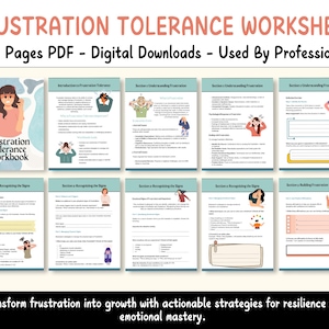 Frustration Tolerance Workbook for Kids, Emotional Regulation Worksheets, Therapy Worksheets for Children, Social Emotional Learning