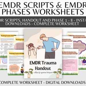 EMDR script phase 1-8, Eye Movement Psychotherapy, EMDR equipment, EMDR worksheets, trauma worksheets, desensitization and reprocessing,sel