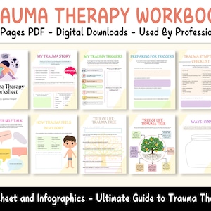 Trauma Worksheets Adult MEGA Bundle, PTSD Workbook, CBT for Teens, Trauma Therapy Treatment Plan, Somatic Healing Coping Skills