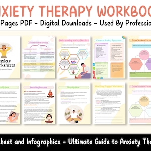 Anxiety Therapy Workbook: CBT, ACT, Stress & Panic Relief (Digital Download)