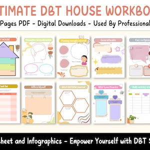 DBT House Worksheets Bundle: Emotional Regulation, CBT Skills (Digital Download)