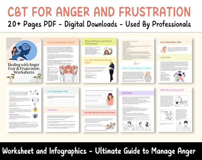 Anger Management CBT Worksheet Bundle: Teens & Children (digital ...