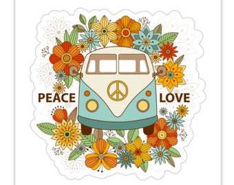 Peace Love Vinyl-Aufkleber, wasserfest. Perfekt für Ihren Laptop, Wasserflasche, Gitarrenkoffer, Kühlbox oder überall, wo Sie sie ablegen möchten.