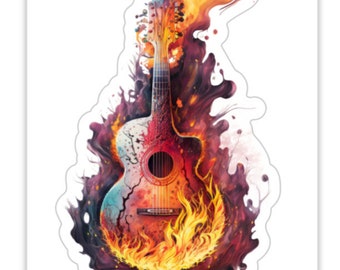 Flammend Gitarre Vinyl Sticker