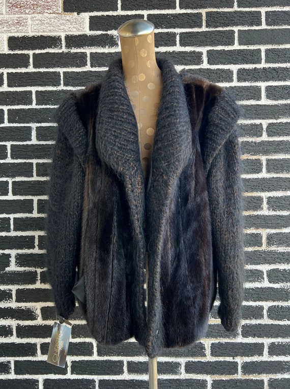 FSL-8404 BLACK MINK TRIM WOOL COAT main image 1