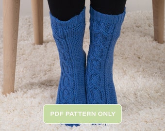 Crochet Pattern: Cabled Fingering Weights Socks PDF Crochet Pattern - Double Chain Socks