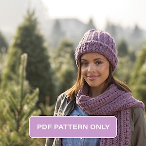 Crochet Pattern: Textured Puff Stitch Beanie Hat and Scarf Set PDF Crochet Pattern - Sugarplum Set