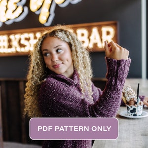 Crochet Cowl Neck Tunic Sweater Pattern: Oversized Berry Bliss Pullover (PDF Pattern)
