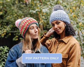 Crochet Beanie Hat Pattern: Textured Super Bulky Wool (PDF Pattern)