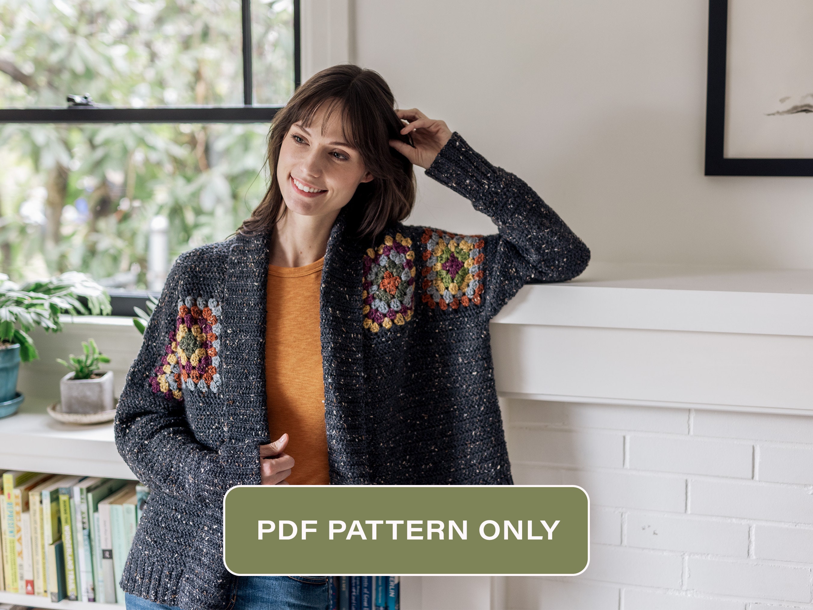 40 Long Cardigan Crochet Patterns for Stylish Layers in Every Season 22 Granny Square Crochet Cardigan Pattern: Shawl Collar