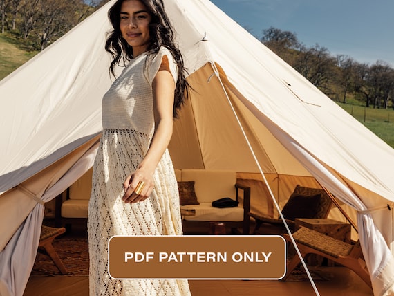 Lace Crochet Dress Pattern: Short Sleeve Lacy Skirt (PDF Pattern)