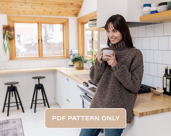 Crochet Turtleneck Pullover Sweater Pattern: Beginner Friendly (PDF Pattern)