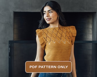 Lace Crochet Summer Top Pattern: Flutter Sleeve Sungazer (PDF Pattern)