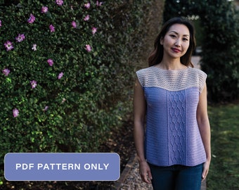Lace Cabled Crochet Tank Top Pattern: Lilac Trellis (PDF Pattern)