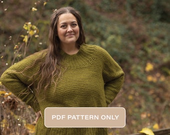 Tunisian Crochet Pullover Sweater Pattern: Bulky Cascade Stitch (PDF Pattern)