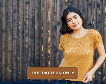Crochet Lace Tee Pattern: Sunbeam Top PDF (Sizes 31-64)