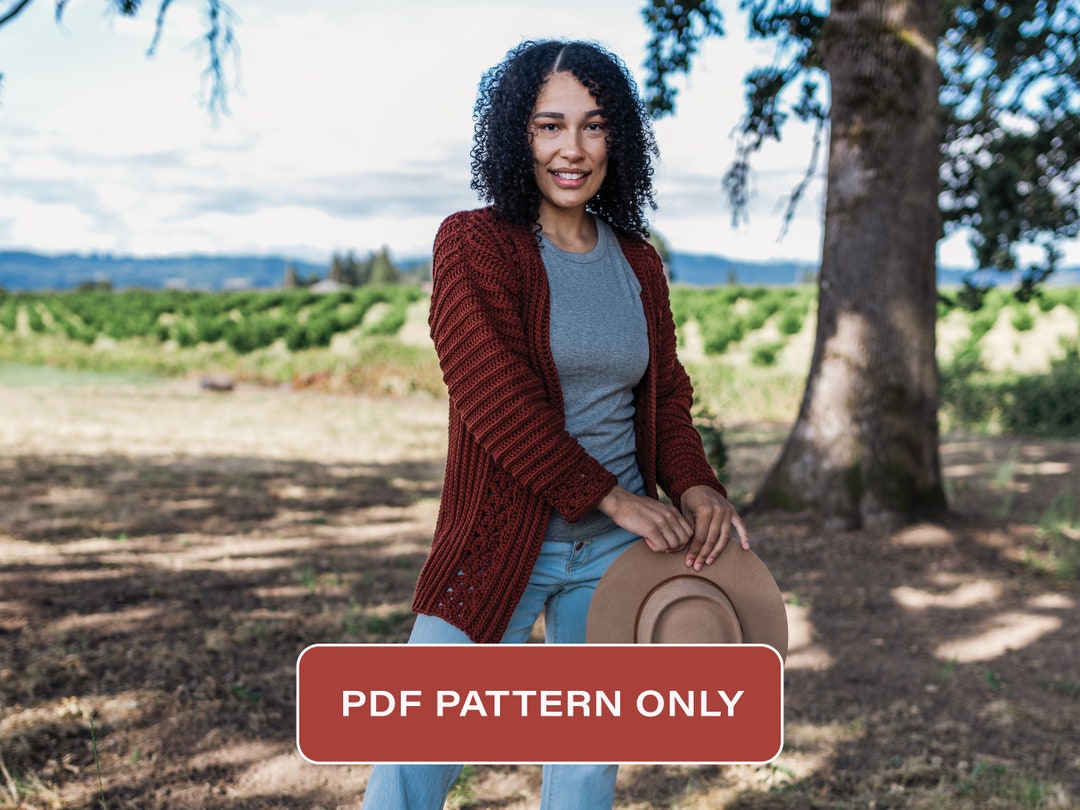 Crochet Pattern: Lace Panel Textured Stitch Cardigan Sweater PDF ...