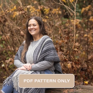 Crochet Poncho Pattern: Blue Ridge Fringed Wrap (PDF Pattern)