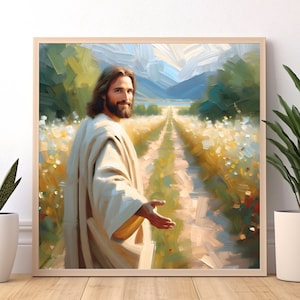 Follow Christ, I will walk with Christ, Come Follow Me, I walk by faith, Jesus painting, Christian printable Catholic art, LDS art Christian