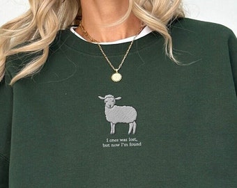 Lost Sheep lost lamb Embroidered Christian Sweatshirt Jesus Left the 99 for the 1 Minimalist Bible Verse shirt parable of the lost sheep