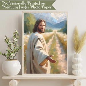 Jesus Christ Christian Print, Walking with Jesus Print, Walk with Christ, Come Follow Me Faith Poster, Catholic Jesus painting, LDS artwork
