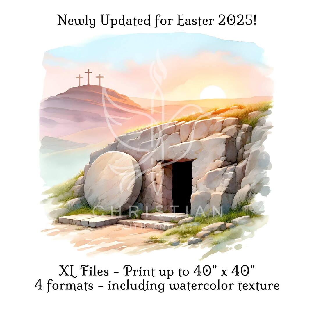 Easter Morning Watercolor, Easter Digital Download, Jesus Art, Empty ...