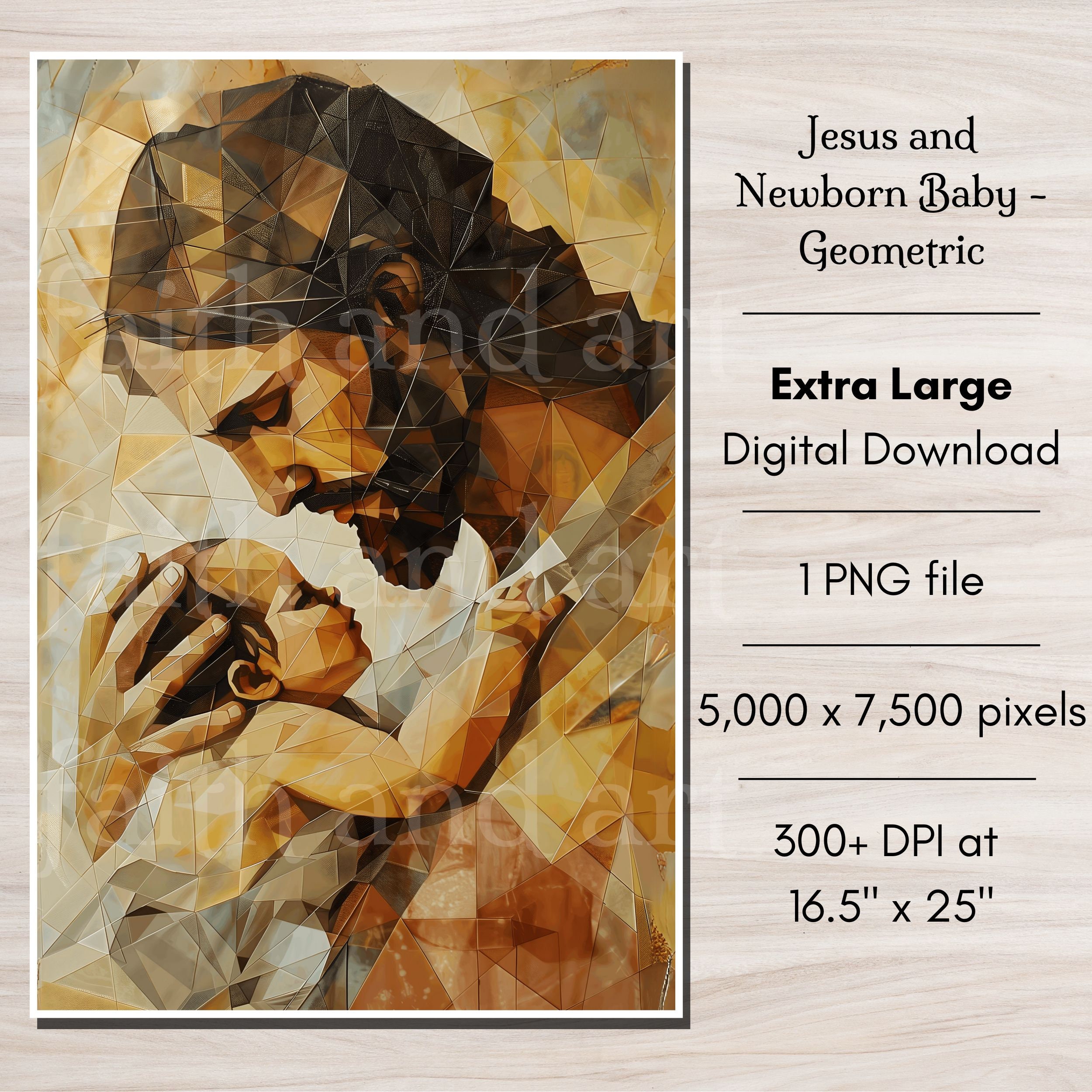 Jesus and Newborn Baby, Geometric Religious Art, Catholic Art, LDS Art ...