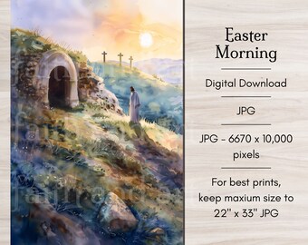 Easter Morning Digital Painting, Jesus Christ Resurrection Morning, Holy Week, Modern Christian Art Printable, Catholic Art, LDS Wall art