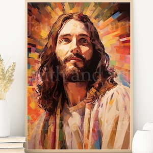 De lachende Christus christelijk kunstwerk, Jezus Christus-kunst Christelijke muurkunst Katholieke kunst LDS-kunstwerk Prince of Peace Modern Christian Painting