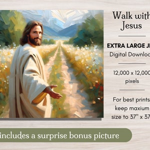 Walking with Jesus, Walk with Christ, Come Follow Me, Walk by faith, Jesus painting, religious download, Catholic art, LDS art Jesus Walking
