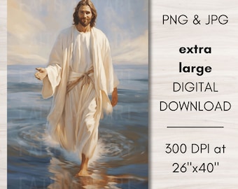 Jesus Walks on Water, Jesus Painting, Biblical art, Catholic Art, LDS Art, Modern Christian Wall Art LDS Art Christian artwork Religious Art