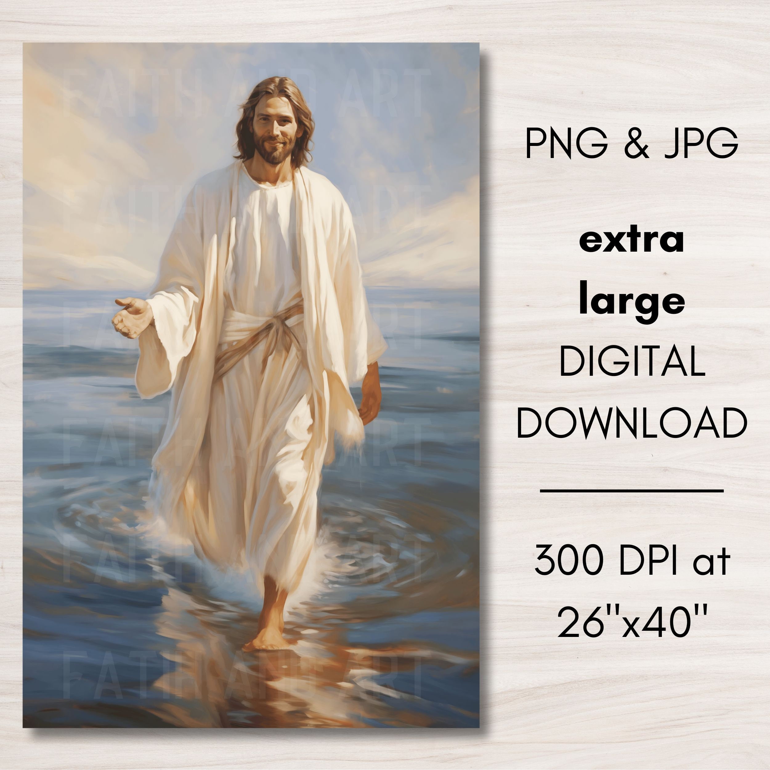 Jesus geht auf Wasser, Jesus Gemälde, Biblische Kunst, Katholische Kunst, HLT Kunst, Moderne Christliche Wandkunst LDS Kunst Christliche Kunstwerk Religiöse Kunst