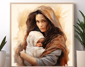 Baby Jesus and Mary, Mother Mary, Holy Family, Nativity, Catholic Art, LDS Art, Christian Art, Christian Wall Art, Inspirational Art, Christ