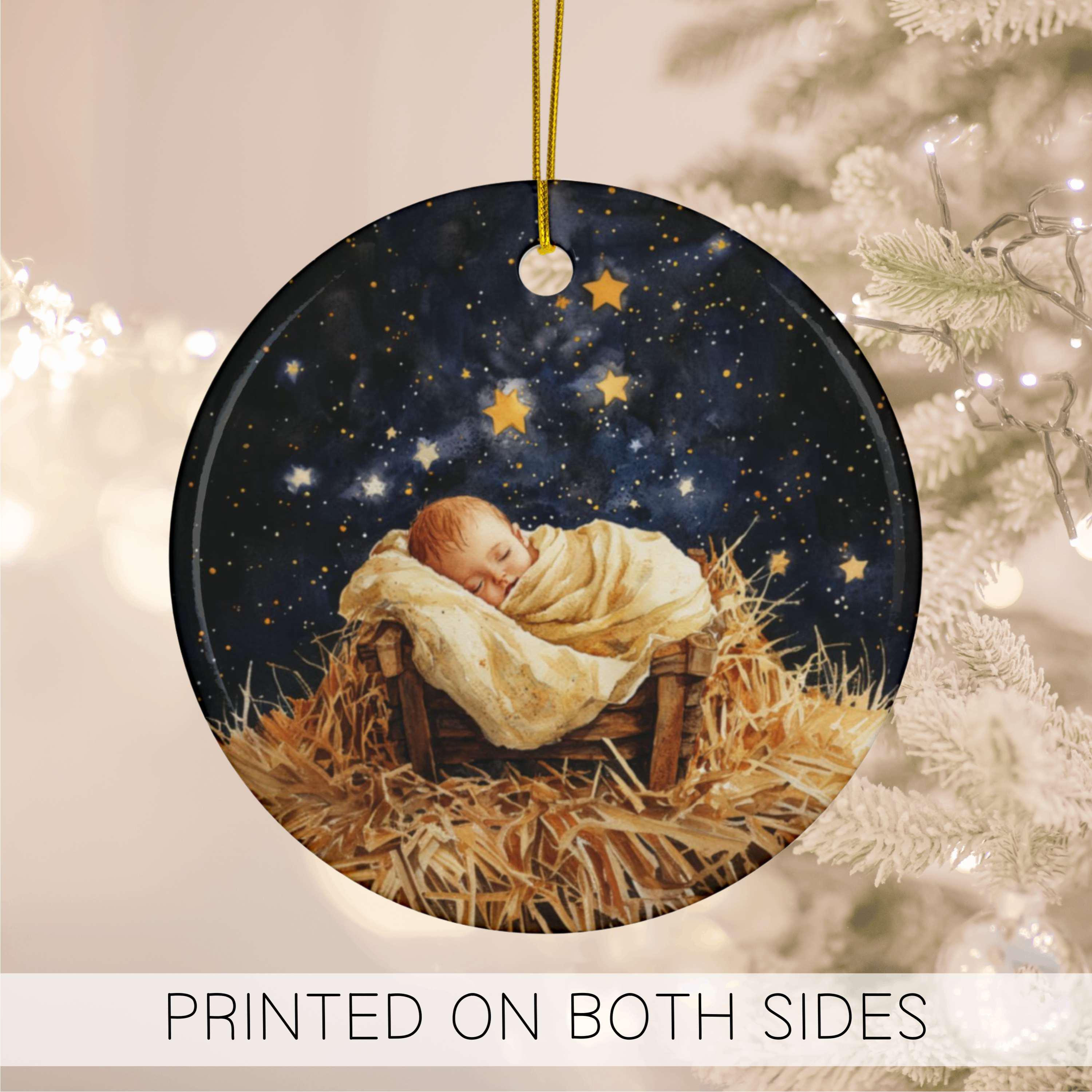 Baby Jesus in a Manger Ornament - Etsy New Zealand