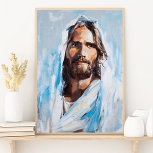 Jesus Christ Portrait Poster, Picture of Christ Jesus Portrait LDS Art Catholic Art  modern christian art, baptism gift, Christian printable