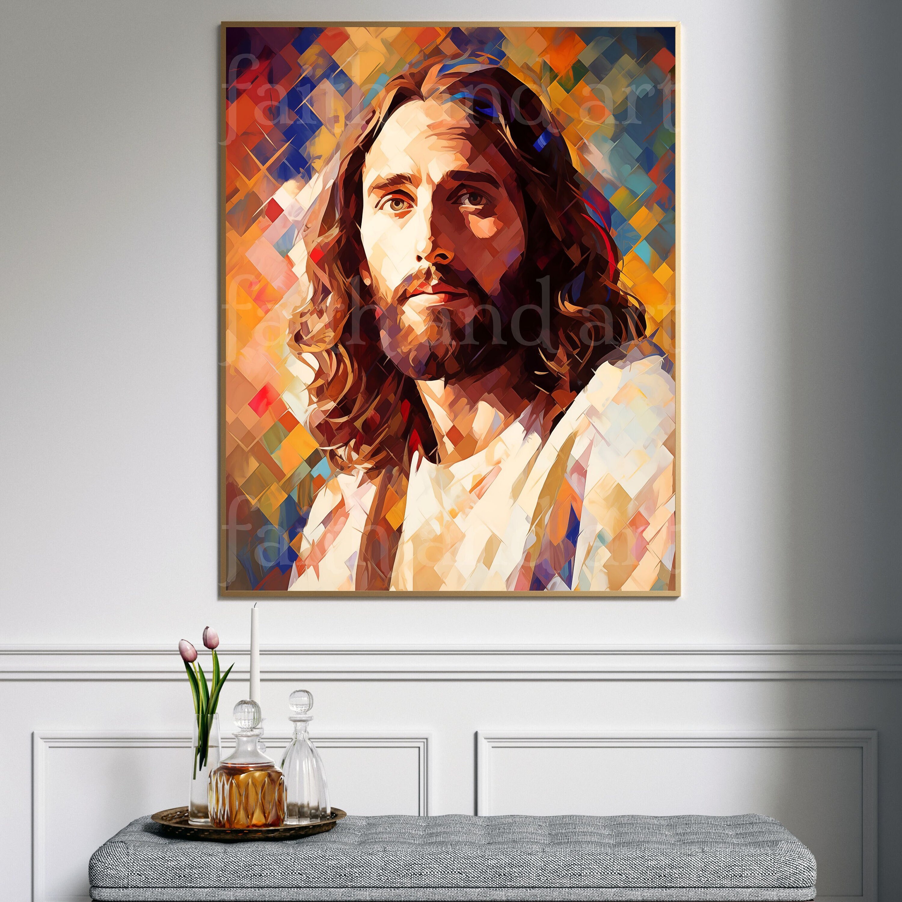 Modern Portrait of Jesus Christ, Christian Wall Art, Jesus Art