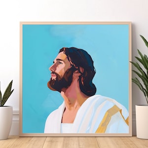 Modern Jesus Christ Portrait minimalist Picture of Christ Jesus Portrait LDS Art, Catholic Art, Jesus poster, modern christian art printable