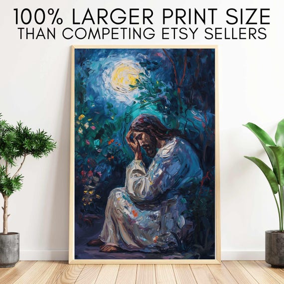 Jesus Christ In The Garden Of Gethsemane Sacred Picture Poster - 8x11 Inch Religious Wall Art 10 thumbnail image