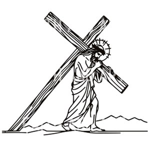 Jesus on Good Friday Carrying His Cross, Good Friday SVG PNG PDF, Jesus Crucified, Carry Your Cross, Good Friday line drawing, Jesus Artwork