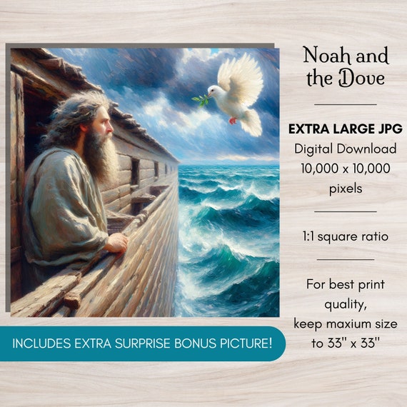 Noah Ark Dove Digital Printable Painting, Art for Church Vacation