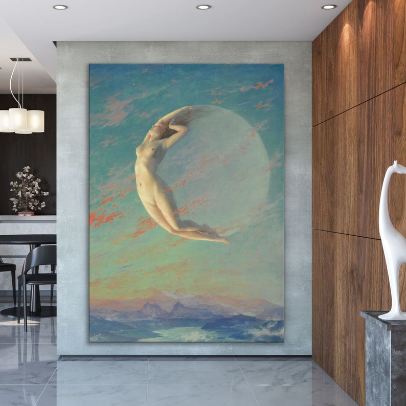 Albert Aublet Selene Nude Woman and Moon Art Print Moon - Etsy Australia