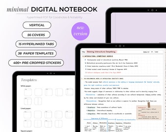 Digital Notebook Simple Digital Minimal Notebook Hyperlinked Tab Student Notebook Goodnotes Notebook Notability Hyperlinked Digital Notebook