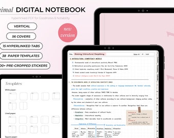 Digital Notebook Simple Digital Minimalist Notebook 15 Tabs Hyperlinked Student Notebook Goodnotes Notability Hyperlinked Digital Notebook
