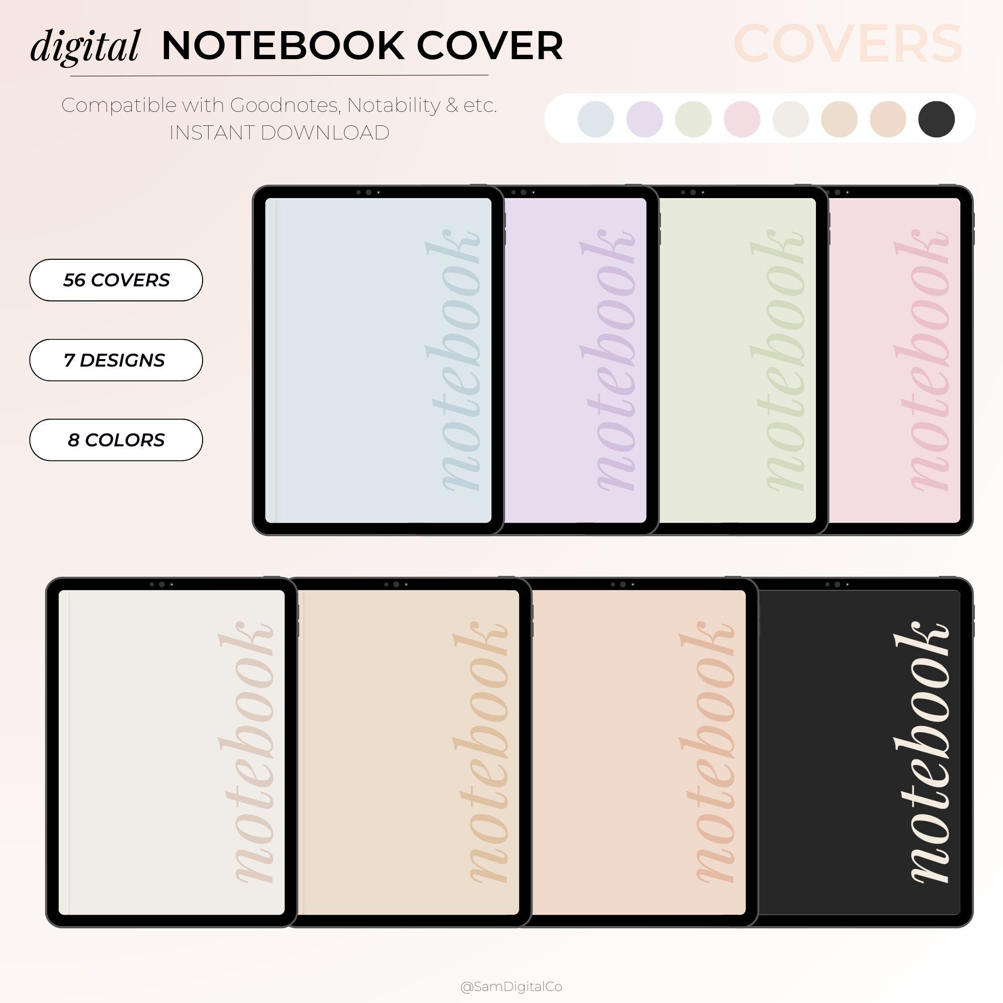 Digital Notebook Covers for Goodnotes, Notability Digital Notebook ...