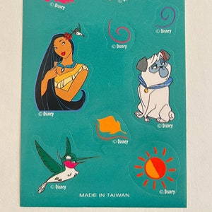 Extremely Rare Pocahontas Vintage Disney Sticker Sheet: Collectible - with Meeko, Percy & Flit Stickers