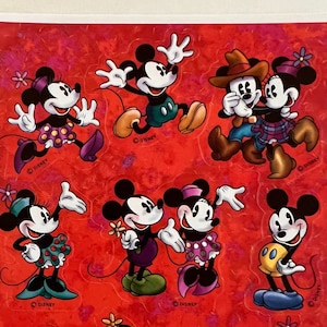 Vintage Mickey and Minnie Mouse Disney Sticker Sheet by Hallmark: Collectible / Scrapbooking