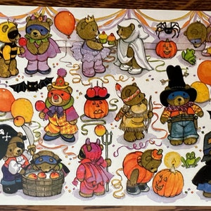 HTF HALLOWEEN BEARS Vintage American Greeting Stickers (Rare Collectible) Costume Party
